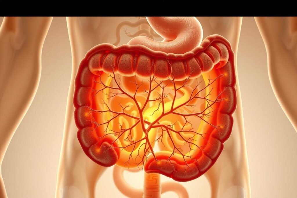 A detailed cross-section of the human enteric nervous system, showcasing the intricate network of neurons, ganglia, and interconnected pathways that line the gastrointestinal tract. The image should have a warm, earthy color palette, with a focus on the delicate, branching structures that facilitate the gut's complex communication with the brain. Rendered in a realistic, high-detail style, the image should convey the sense of the enteric nervous system as a "second brain," a sophisticated autonomous system that is essential for optimal digestive and overall health. The lighting should be soft and diffused, emphasizing the organic, almost bioluminescent quality of the nervous structures. The background should be clean and minimalist, allowing the detailed enteric nervous system to be the central focus of the image. A detailed cross-section of the human enteric nervous system, showcasing the intricate network of neurons, ganglia, and interconnected pathways that line the gastrointestinal tract. The image should have a warm, earthy color palette, with a focus on the delicate, branching structures that facilitate the gut's complex communication with the brain. Rendered in a realistic, high-detail style, the image should convey the sense of the enteric nervous system as a "second brain," a sophisticated autonomous system that is essential for optimal digestive and overall health. The lighting should be soft and diffused, emphasizing the organic, almost bioluminescent quality of the nervous structures. The background should be clean and minimalist, allowing the detailed enteric nervous system to be the central focus of the image.