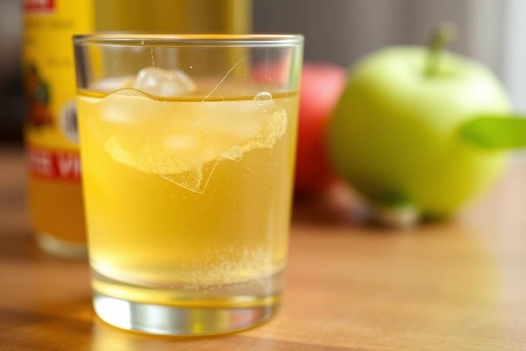 Ein Glas Apfelessig mit der "Essigmutter"