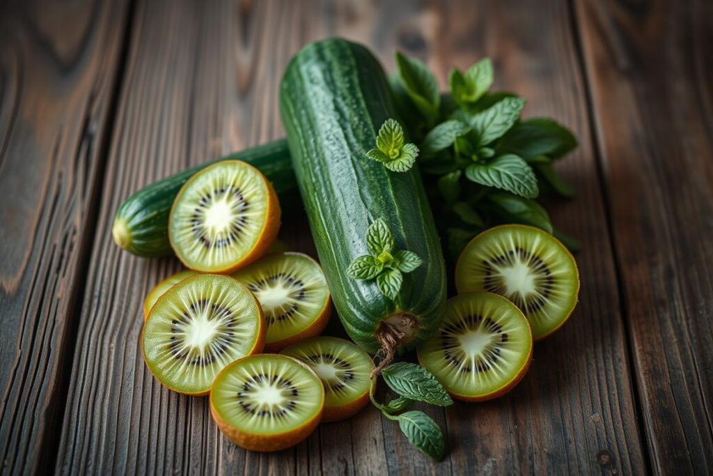 Kiwi-Gurke-Minz-Smoothie Zutaten